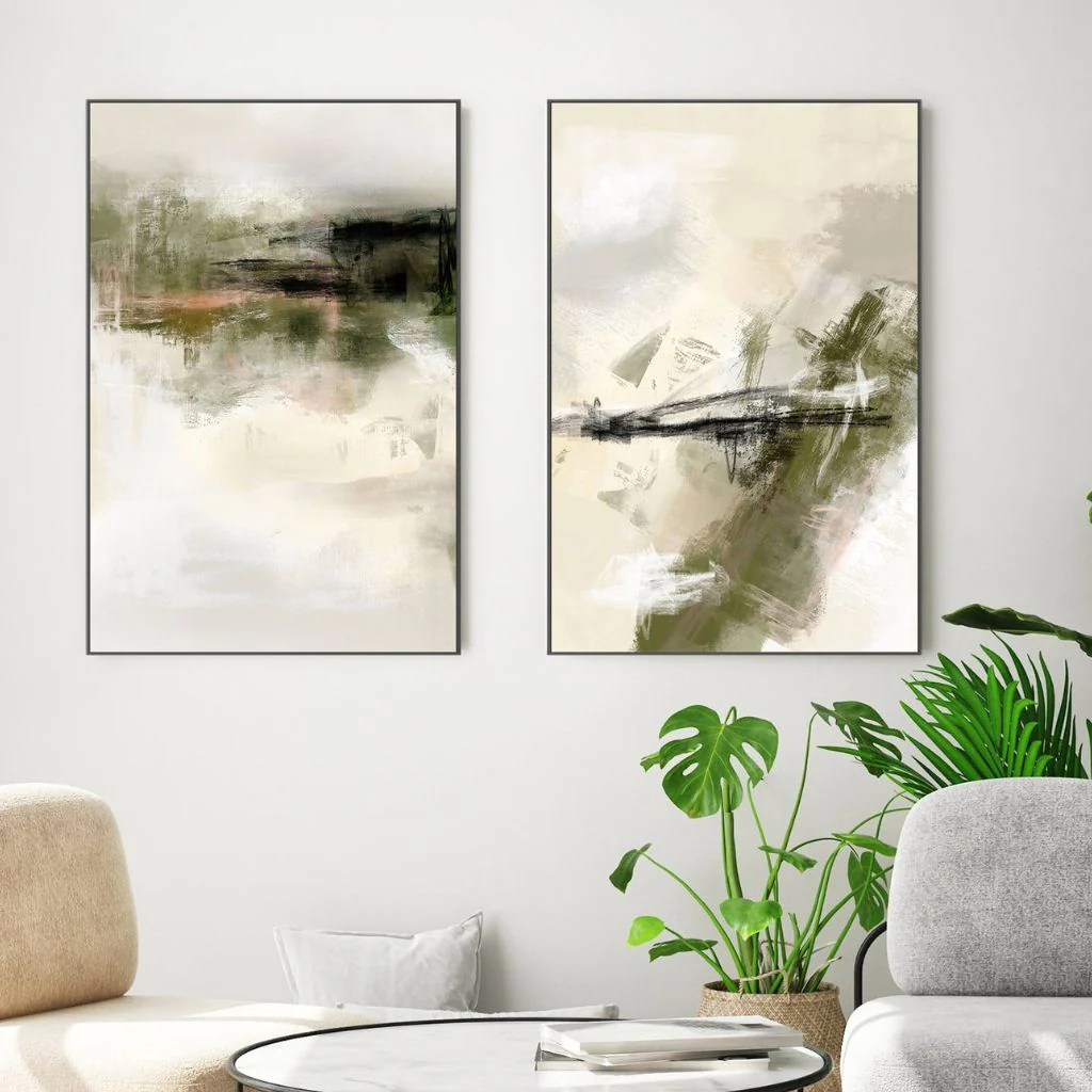 Green & Beige Canvas (Set of 2) - Image 2