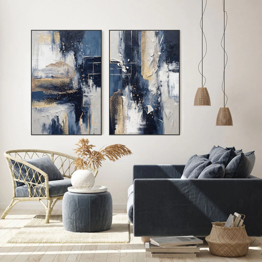 Midnight & Gold Canvas (Set of 2) - Image 2