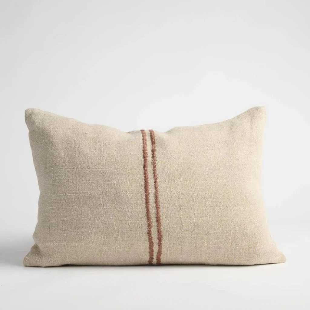 Orion Linen Cushion Natural/Chocolate