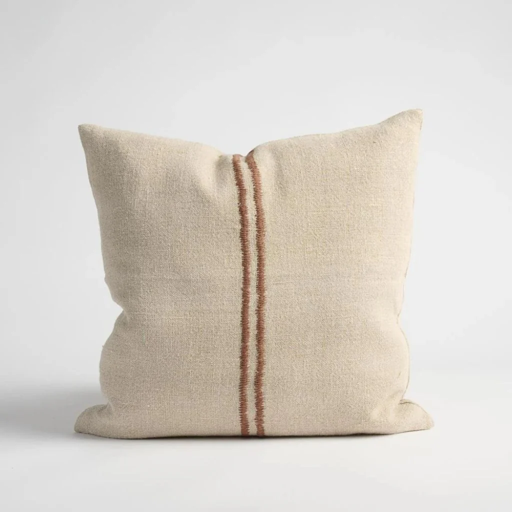 Orion Linen Cushion Natural/Chocolate - Image 2