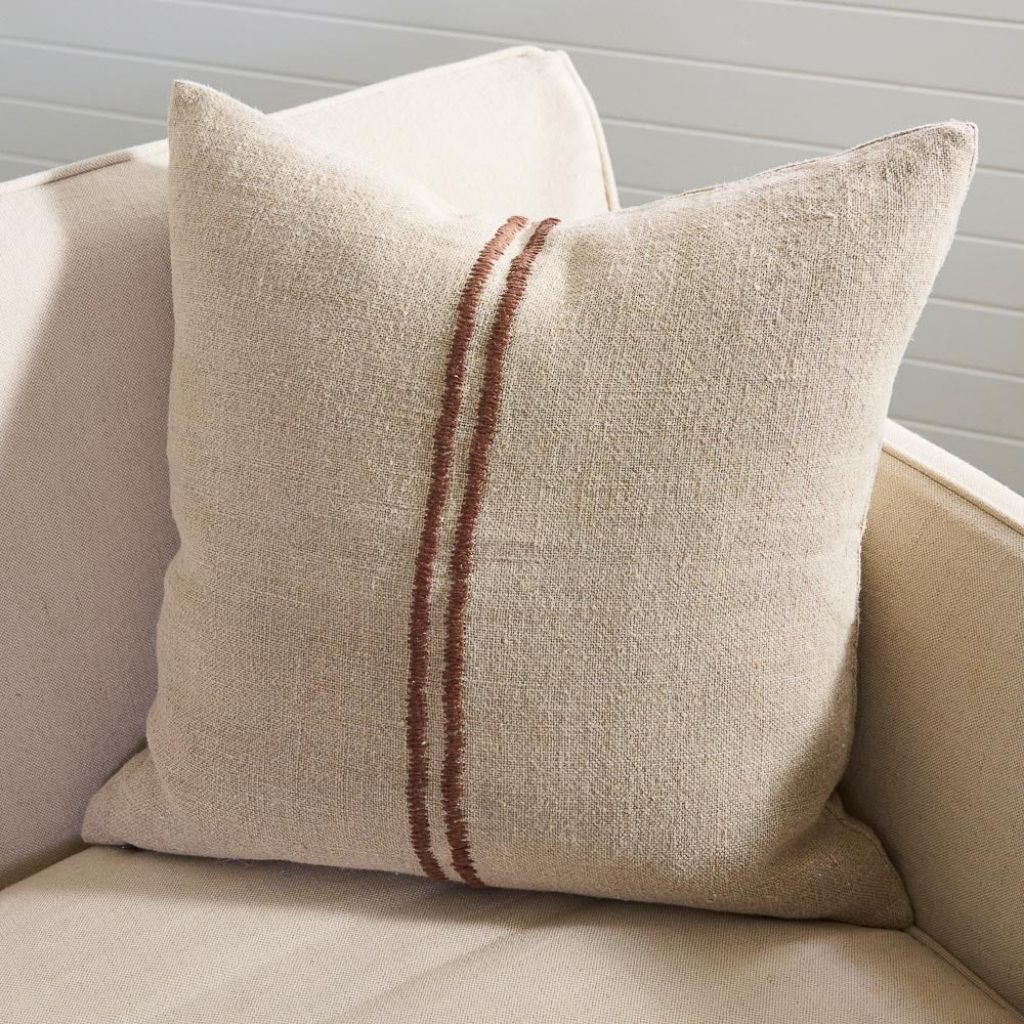 Orion Linen Cushion Natural/Chocolate - Image 6